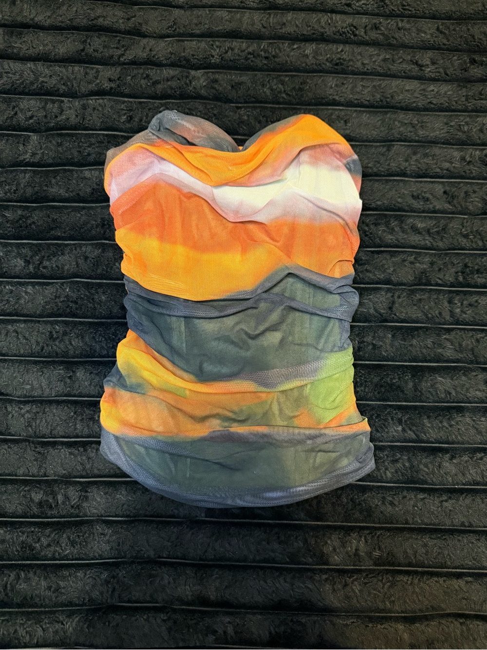 Fashion Nova Orange Multicolor Ruched Strapless Tube Top